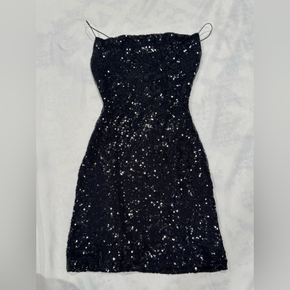 Black Sequin Mini Dress XS Windsor Party Night Out Bodycon